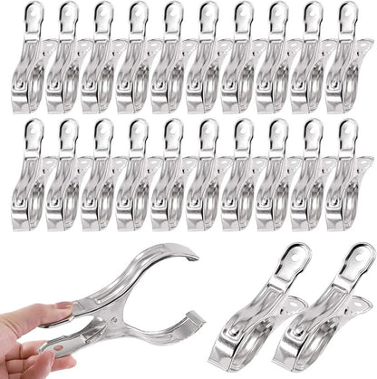 Tanstic 20Pcs 5.1 Inch Stainless Steel Greenhouse Clamps Garden Clips Greenhouse Clips Heavy Duty Garden Clips with Strong Grip and Large Open Mouth for Netting Holding