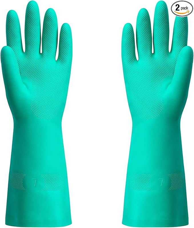 ThxToms Chemical Resistant Nitrile Gloves, Resist Household Acid, Alkali, Solvent and Oil, Latex Rubber Free, 1 Pair Small