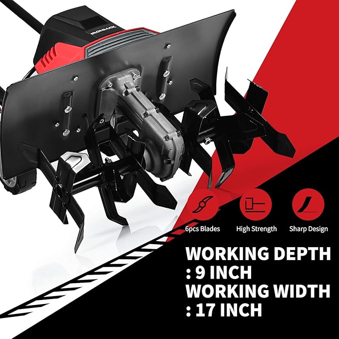 Goplus 17-Inch 13.5 Amp Corded Electric Tiller and Cultivator, Powerful Tillers w/ 9-Inch Tilling Depth, 6 Tines, Rototillers Tool for Garden Lawn Soil Digging