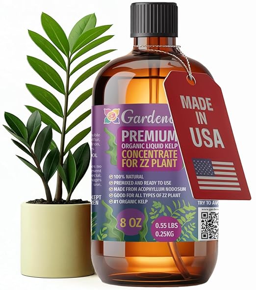 GARDENERA Premium Organic Seaweed & Kelp Superfood for ZZ Plant Plants - 8 oz - Liquid Kelp Fertilizer Concentrate (Makes 45 Gallons)
