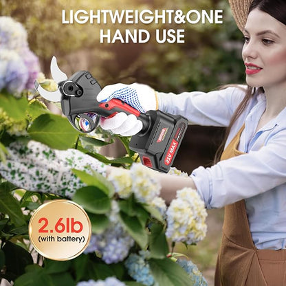 Electric Pruning Shears, 40mm 1.6" Cutting Diameter Cordless Power Pruner for Gardening with 2Pcs 2000mAh Rechargeable Batteries & Replacement Blades Set, Tree Pruner Branch Cutter (Black)