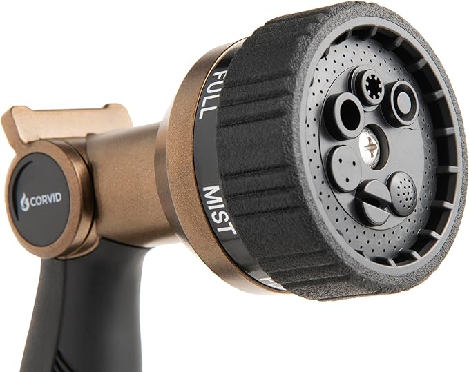 Thumb Control 8-Pattern Garden Hose Nozzle, High-Pressure Adjustable Spray with Ergonomic Soft-Grip Handle and Durable Metal Construction, Ideal for Lawn & Garden, Car Washing