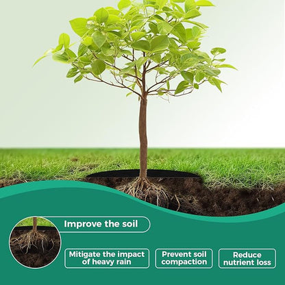Mulch Tree Ring,32.28" 2 Pack Non-Woven Tree Mulch Ring,Reusable Tree Ring Mulch Mat,Degradable Weed Control Fabric Mat for Landscaping Weed Control Root Protection,Tree Barrier Ring