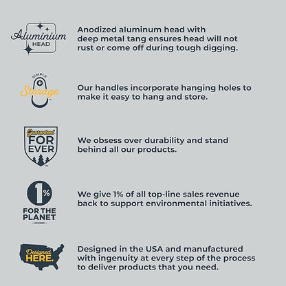 Woodland Tools Heavy Duty Garden Trowel – Full Tang Aluminum Construction, Extra Wide Scoop, Sharpened Point, Ergonomic Cushioned Grip, Rust Resistant Hand Tool for Digging in Clay and Tough Soil