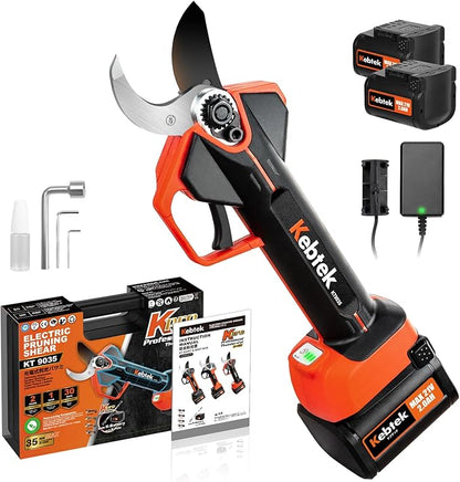Kebtek Battery Powered Pruning Shears 1.4 Inch(35mm) Electric Pruners Cordless with Battery 4000mAh 21V Compatible with Extension Pole Professional Lightweight For Gardening Tree Trimming KT 9035