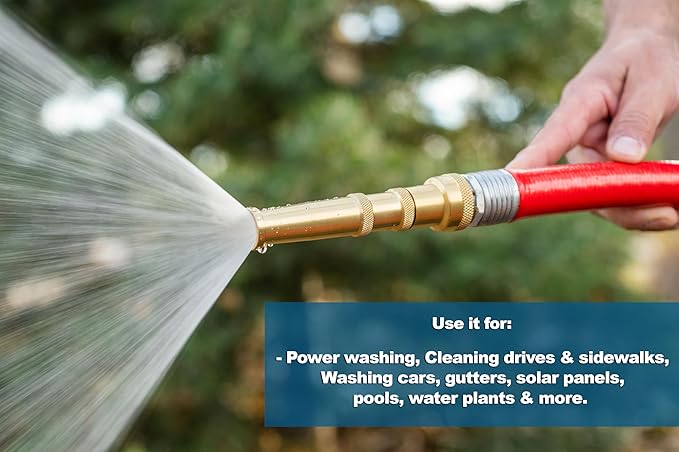 2-Pack 3-in-1 Multi-Purpose 5-inch Brass Twist Garden Hose Nozzle with Adjustable Spray Patterns and Shut-Off Valve