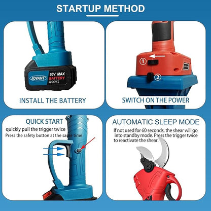 2-in-1 Electric Pruning Shears Cordless with Pole, 20V Cordless Pruning Shears,4.0Ah Battery Operated Pruning Shears, 9.3Ft -Up to 15.3Ft Telescopic Electric Shears for Gardening JOVANT