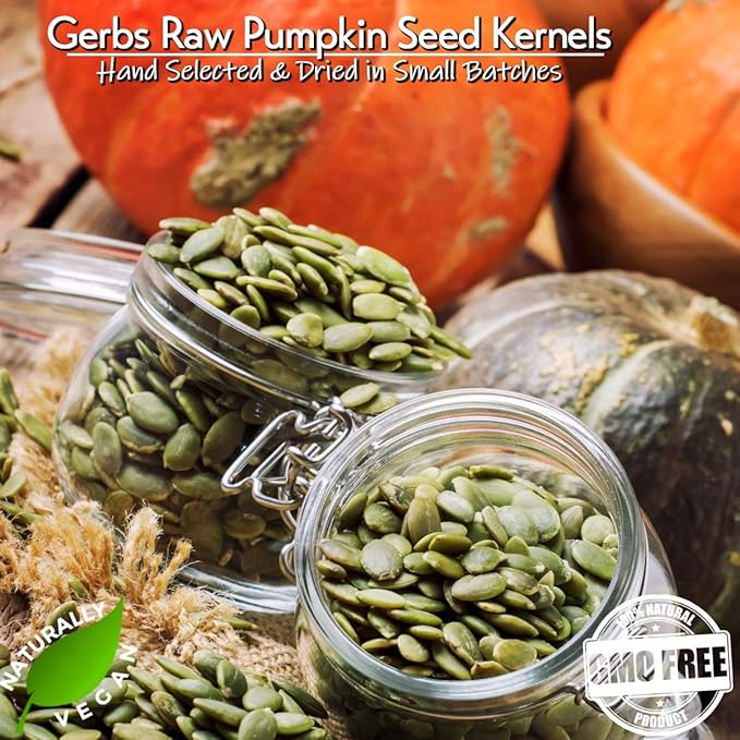 GERBS Raw Pumpkin Seed Kernels 4 LBS|Top 14 Allergy Free Food |Use in salads, yogurt, baking, oatmeal, trail mix|Grown in Canada, packed in US