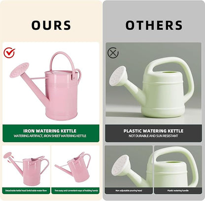 Metal Watering Can for Outdoor Plants, 2 Gallon, Garden Watering Can for Flower, Houseplants (Pink)