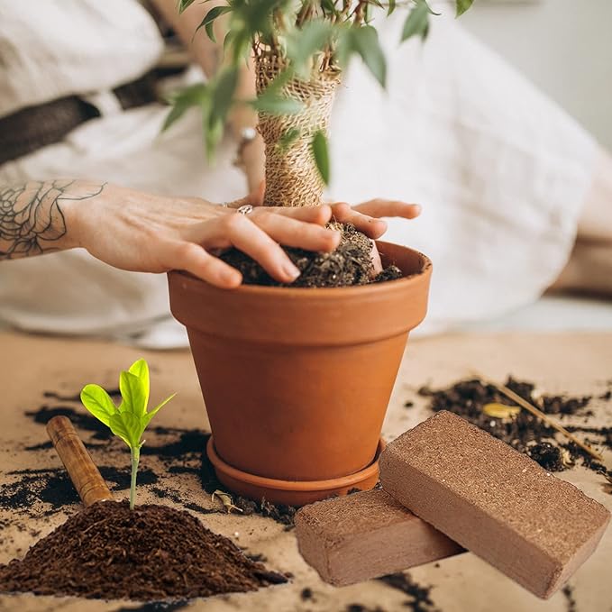 ZeeDix 8 Pack Coco Coir Brick (11.2lbs), 100% Organic Coconut Coir for Garden Soil & Potting Mix, Low EC and pH Balance, Compressed Coconut Husk Fiber for Seed Starter Soil for Indoor Outdoor Plants