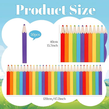 Colored Pencils Wood Garden Edging Fence 15.7" H x 47.2" L Decorative Landscape Edging Border Outdoor Wood Fence for School Yard Tree Flower Bed Borders