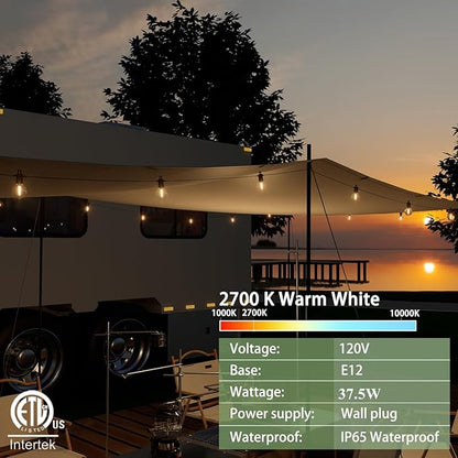 Outdoor String Lights,100 Feet Led Patio Globe Lights with Plastic Bulbs,Waterproof,Shatterproof,G40 Outdoor String Lights with,Connectable Hanging for Backyard, Bistro, Porch, Deck, Balcony,Tent