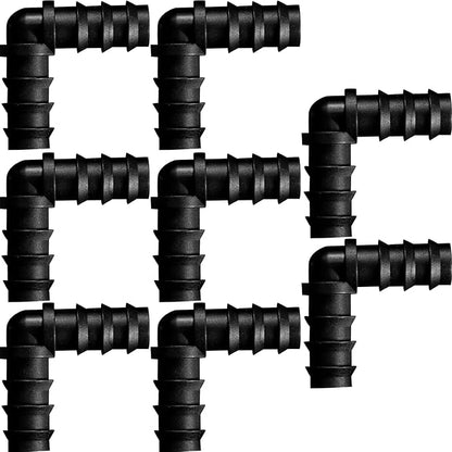 Maitys 8 Pieces 1/2 Inch Drip Irrigation Fittings Parts Soaker Hose Repair Kit Inline Barb Drip Irrigation Hose Connectors Plastic Tubing End Stop for Garden Lawn Sprinkler Systems(Elbow)