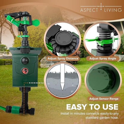 Animal Repellent – Motion-Activated Water Sprinkler Solar Powered Cat, Dog, Deer, Squirrel, Skunk Repellent for Lawn, Garden & Yard Protection