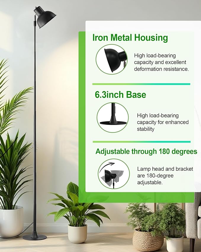 yadoker Plant Grow Light for Indoor Plant, Aluminum LED Grow Light,Elevating Plant Lamp,Height Adjustable,Automatic Timer with 8/12/16Hours,10-Level Brightness,Ideal for Large Plant Grow