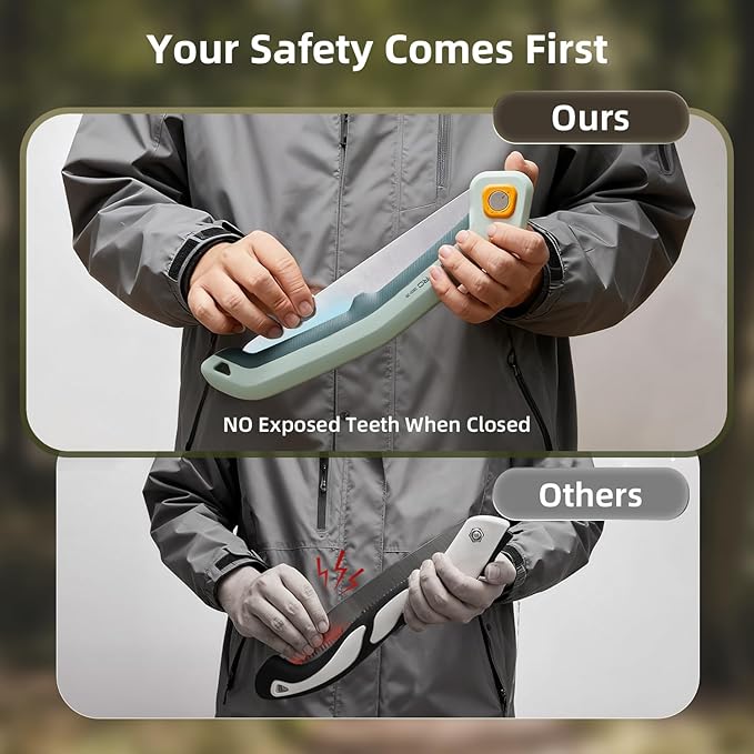 PrunePro Folding Saw Pruning Hand Saw for Wood Cutting with Triple-Cut SK5 Blade Camping Saw for Tree Trimming Gardening Work Foldable Saws