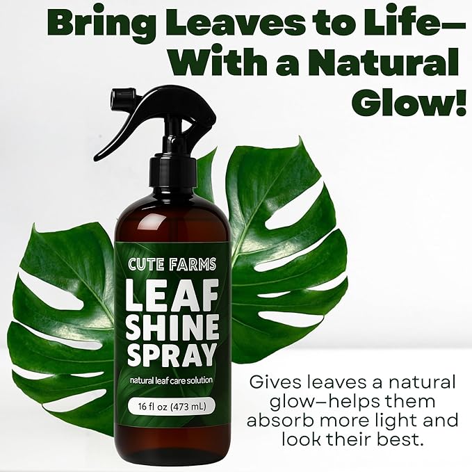 Leaf Shine Spray (16 FL OZ) for Indoor & Outdoor Plants - Natural Plant Leaf Spray with Neem Oil + Essential Oil - Ready to Use Formula - Makes Leaves Shiny, Vibrant & Healthy - Cute Farms