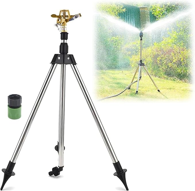 Rotating Tripod Sprinkler, 360 Degree Automatic Rotating Tripod Sprinkler, Automatic Rotating Yard Sprinklers, Rotatings Tripods Sprinklers for Large Area Yard Garden Lawn (A)