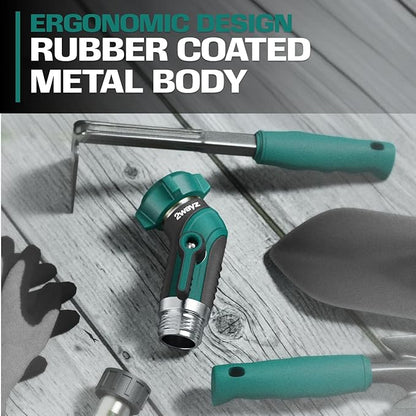 2WAYZ 45° Garden Hose Shut Off Valve - Heavy Duty Metal Elbow Connector with Shut Off Switch - No-Leak Water Hose Adapter for Outdoor Faucet Extension - 2x3x4 Inch (Black, Green)