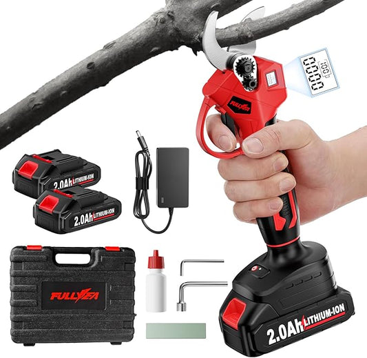 Electric Pruning Shears, 1.4" Cutting Diameter Electric Pruner with LCD Display＆2Pcs 2.0Ah Rechargeable Battery, Brushless Motor Cordless Pruning Shears for Tree Trimming Branch Cutter