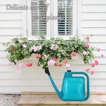Watering Can 1.6Gal Transparent Plastic with Comfort Grip Handle for Indoor & Outdoor Plants（Blue Green）