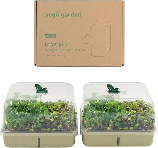 Self-Watering Microgreens Growing Kit with 20 Capillary Grow Mats and Humidity Domes, 4 Trays for Growing Multiple Micro Greens and Sprouts, Hydroponic Growing System with Water Level Indicator