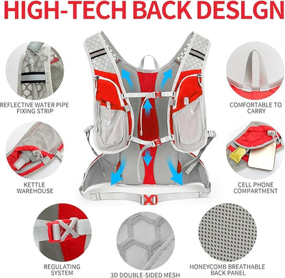 Hydration Pack Backpack, Lightweight Water Backpack with 2L Leakproof Hydration Bladder Daypack for Men Women,Running Hydration Vest for Outdoor Trail