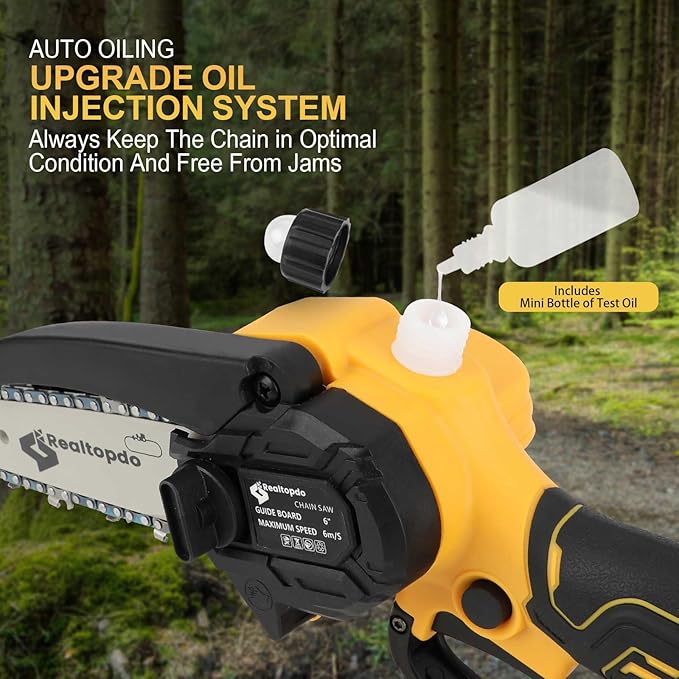 6 In Chainsaw Compatible with DeWalt Battery 20v - Mini Electric Cordless Brushless Chain Saw Handheld Compact Portable Mobile Small Trimming Pruning Chainsaw Set(Battery not Included)