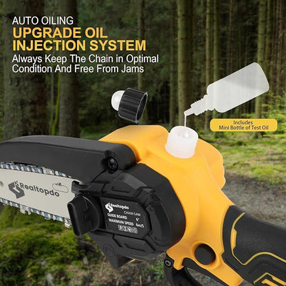 6 In Chainsaw Compatible with DeWalt Battery 20v - Mini Electric Cordless Brushless Chain Saw Handheld Compact Portable Mobile Small Trimming Pruning Chainsaw Set(Battery not Included)