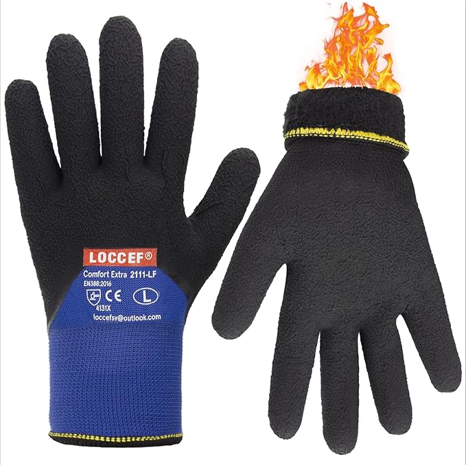 LOCCEF 2 Pairs Winter Work Gloves for Men and Women, Freezer Gloves for Work Below Zero, Thermal Insulated, Super Grip