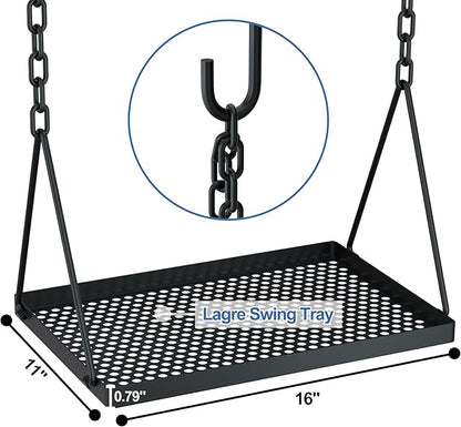 RELIANCER Grill Swing,Campfire Grill Cooking Stand w/8 Hooks & Storage Bag,Cast Iron BBQ Party Swing Grilling Cooking Rack,Outdoor Picnic Camping Cookware Hanging Rack,Collapsible Bonfire Barbecue Set