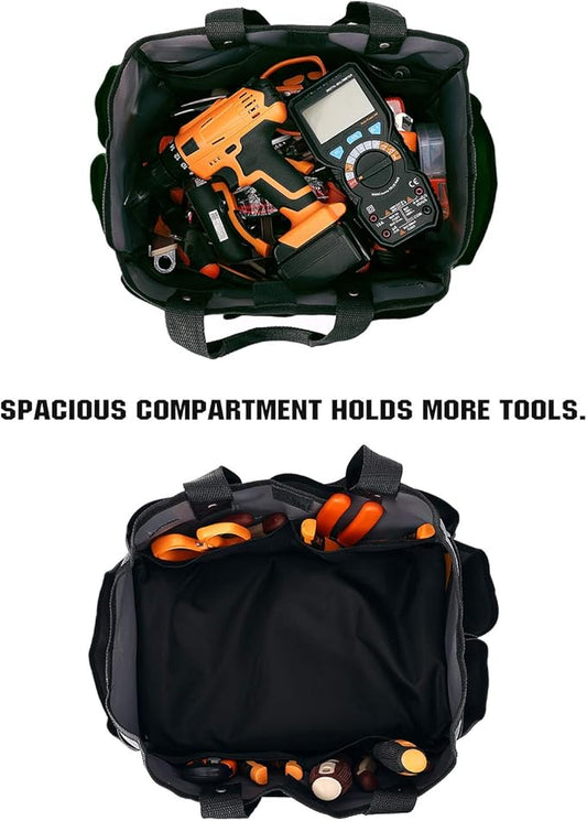 Housolution Gardening Tote Bag, Deluxe Garden Tool Storage Bag and Home Organizer with Pockets, Wear-resistant & Reusable, 12 Inch, Dark Green