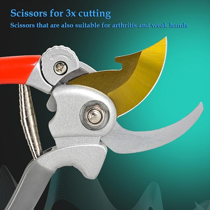 Ultra Sharp Germany Titanium Steel Pruning Shears - Cuts 3X Easier, Weak Hand Arthritis Snips, Rust-Resistant, Effortlessly 1-Inch Cut Capacity Garden Scissors, Ergonomic Handle (gt-04, 1)