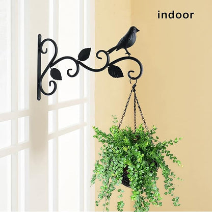 Hanging Plants Bracket 12" Bird Planter Outdoor Hooks Hangers for Flower Baskets Pot Bird Feeder Wind Chimes Lanterns Patio Garden Outdoor Indoor Metal Black, 2 Pack