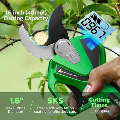 NEXON Cordless Electric Pruning Shears, 2-in-1 Tree Trimmer & Pole Pruner, 1.6" Cutting Capacity, 4000mAh Battery, Brushless Motor, Compatible for Makta 20V Battery, Garden Branch Cutter