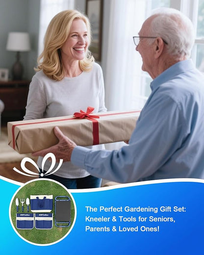 KVR Garden Kneeler and Seat Set 2025 Upgraded - Heavy Duty Foldable Bench Chair with 3 Tools & 2 Tool Pouch + Multi-Purpose Bag, Gardening Stool Gifts for Seniors, Women, Mom