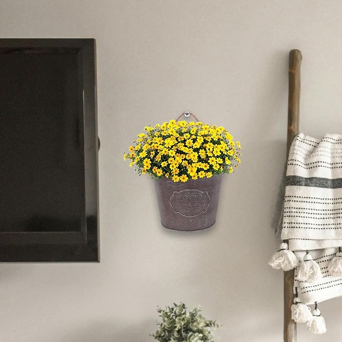 GANAZONO Wall Hanging Flowerpot 4-Pack Iron Art Small Indoor Outdoor Plant Holders with Lanyard for Succulents and Mini Plants Wall Mounted Planters