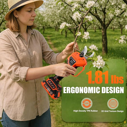 Electric Pruning Shears Cordless with 2 Batteries, [1.6'' Cutting Diameter] Professional Power Pruner, Garden Scissors for Tree Trimming Branch Cutter [SK5 Blades] [Brushless] [LCD Display]