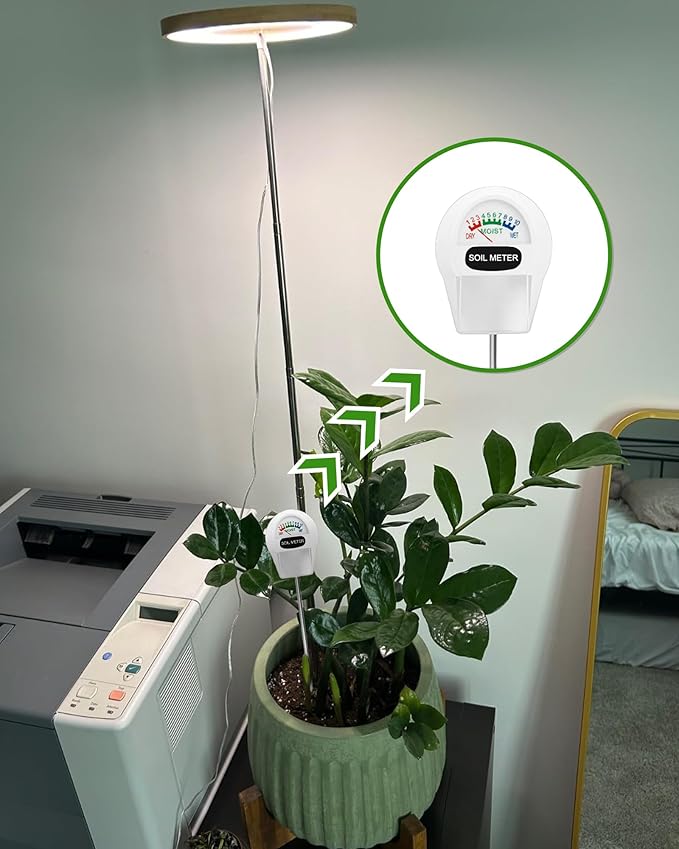 yadoker Plant Grow Light, LED Growing Light Full Spectrum for Indoor Plants, Paired with a Soil Tester,Height Adjustable, Automatic Timer, 5V Low Safe Voltage,Idea for Large Plant Light
