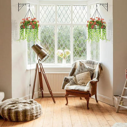 NADAMOO Hanging Planter for Indoor Plants - Wall Mount Bracket with Large Basket, Outdoor Metal Plant Hanger Holder for Window Balcony & Patio Decor