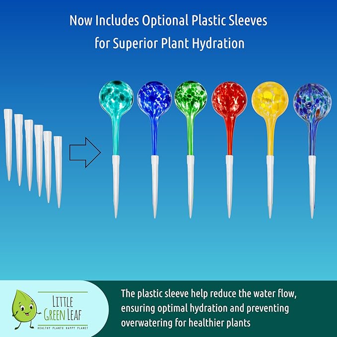 LGL Plant Watering Globes - Automatic Self Watering Globes. Decorative Self Watering Planter Inserts. Self Watering Spikes to Support Plant Health. 6 Pack x 350ml