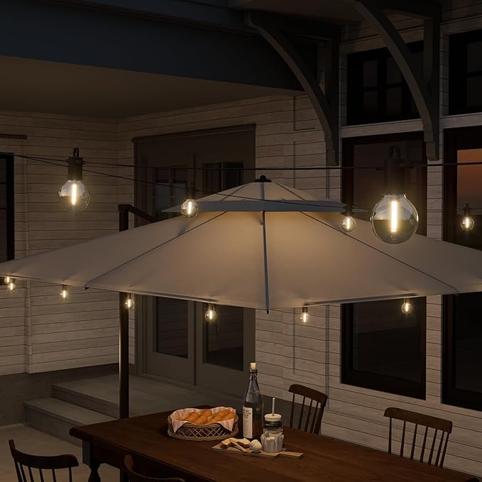 Outdoor String Lights,100 Feet Led Patio Globe Lights with Plastic Bulbs,Waterproof,Shatterproof,G40 Outdoor String Lights with,Connectable Hanging for Backyard, Bistro, Porch, Deck, Balcony,Tent