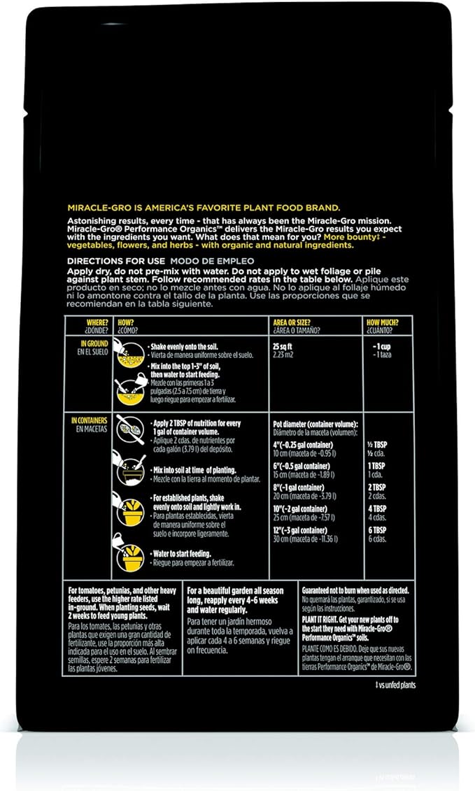 Miracle-Gro Performance Organics All Purpose Plant Nutrition Granules, 1.75 lb. - Organic, All-Purpose Plant Food for Vegetables, Flowers and Herbs - Feeds up to 165 sq. ft.