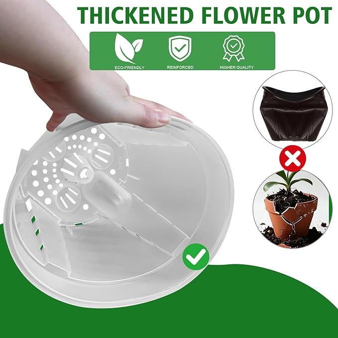 Cdd's Path Large Self Watering Pots Set with Holes for Indoor/Outdoor Plants,Planter Pot with Watering Hole/Reservior and Air Pipes (Clear, 8 inch-5 Pack)