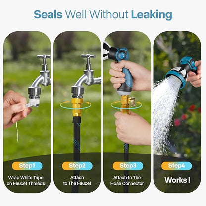 Garden Hose Flexible Water Hose with 10 Function Sprayer Leak-proof Lightweight Non-Expanding Water Pipe with Solid Fittings for Yard，RV (50FT)