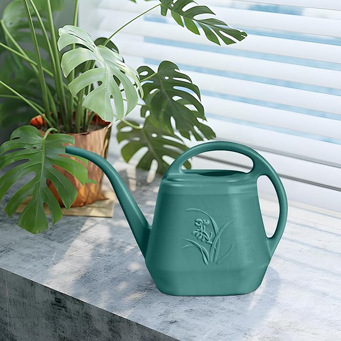 Plastic Watering Can - for Home Plant Garden - 1/2 Gallon - Green
