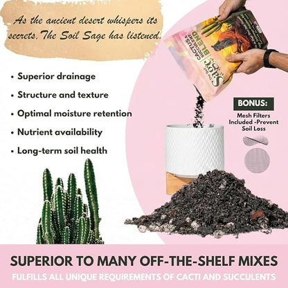 Soil Sage Cactus & Succulent Potting Mix 2.5Qt - Premium Fast Draining Soil for Indoor Plants and Aloe Vera - High Drainage Blend for Healthy Roots and Growth - Made in USA (Cactus / 2.5 QT)