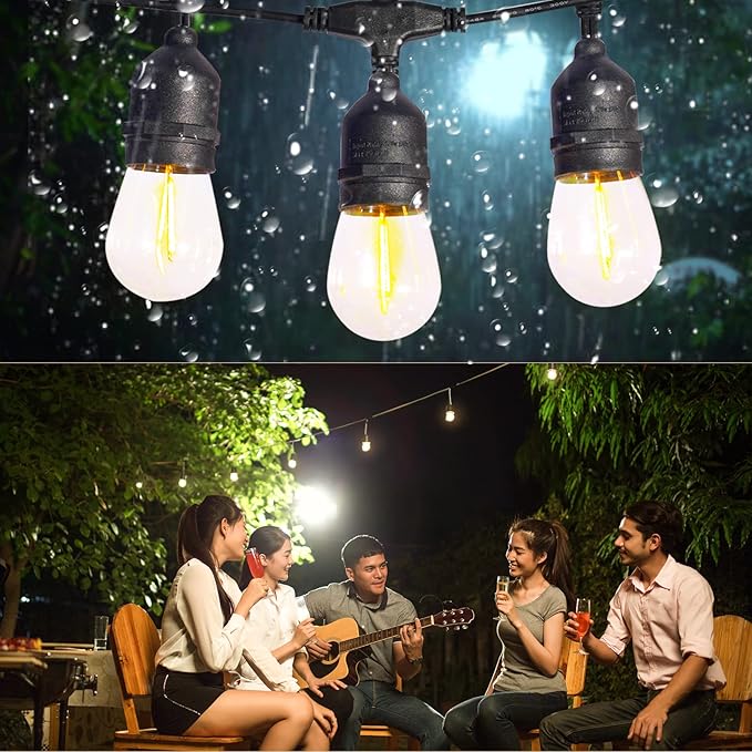 Solar String Lights Remote Control, 100FT Dimmable Outdoor String Lights, 32 Shatterproof Solar Patio Lights, Ambience On Your Garden Backyard