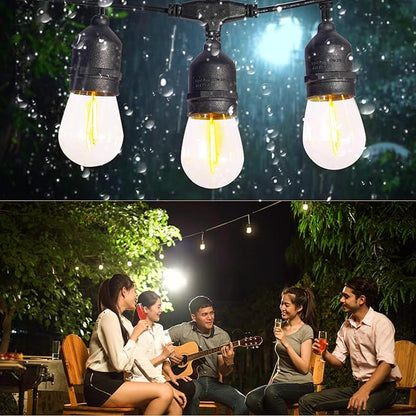 Solar String Lights Remote Control, 100FT Dimmable Outdoor String Lights, 32 Shatterproof Solar Patio Lights, Ambience On Your Garden Backyard