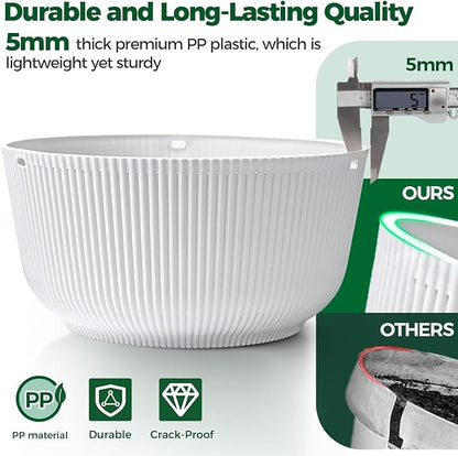 T4U 12 Inch Large Hanging Planters for Indoor Plants, 2 Pack Self Watering Pots Indoor, Hanging Baskets for Plants,Hanging Flower Pot with Drainage Hole and Plant Hanger, White